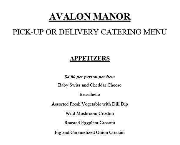 Catering Menu Preview