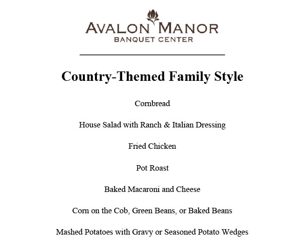Country-Themed Family Style Menu Preview